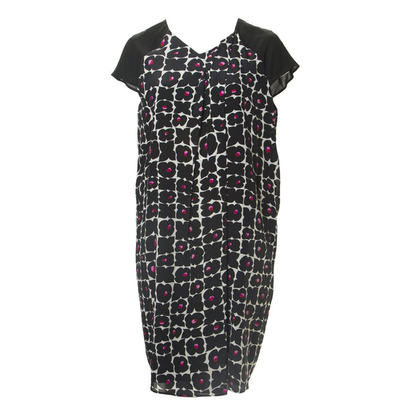 MARINA RINALDI Women's Black Duna Floral Shift Dress $555 NWT