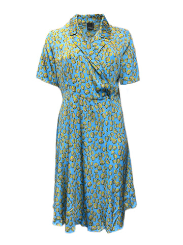 Marina Rinaldi Women's Blue Duo Printed Wrap Dress Size 16W/25 NWT