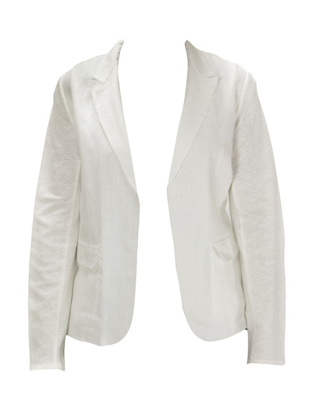 MAJESTIC FILATURES Women's White Raw-Edge Linen Blazer $545 NWT