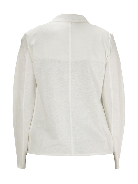 MAJESTIC FILATURES Women's White Raw-Edge Linen Blazer $545 NWT