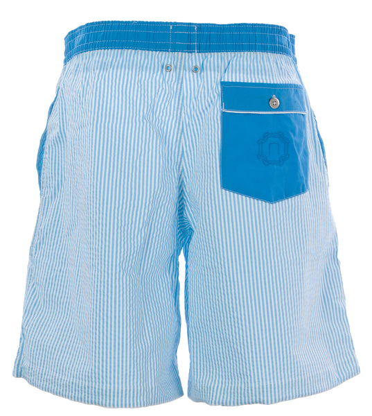 NAILA Men's Blue/White Solid Waist Band Swim Trunks ED121 $110 NEW
