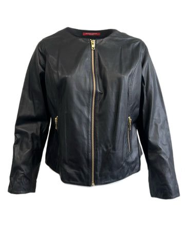Marina Rinaldi Women's Black Eboli Sheepskin Leather Jacket NWT