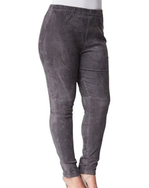 MARINA RINALDI Women's Grey Egregio Slim Fit Leather Pants $2120 NWT