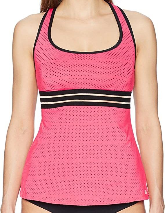 BEACH HOUSE Women's Pink Sport Electro Tankini Paded Swim Top #H72789 12 NWT