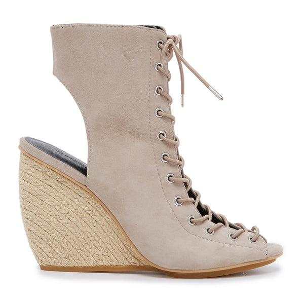 REBECCA MINKOFF Women's Elle Sand Suede Lace-Up Wedges $195 NIB