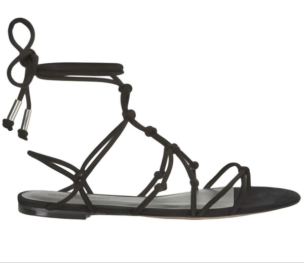 REBECCA MINKOFF Women's Black Kid Suede Elyssa Sandals #M1261018 NWB