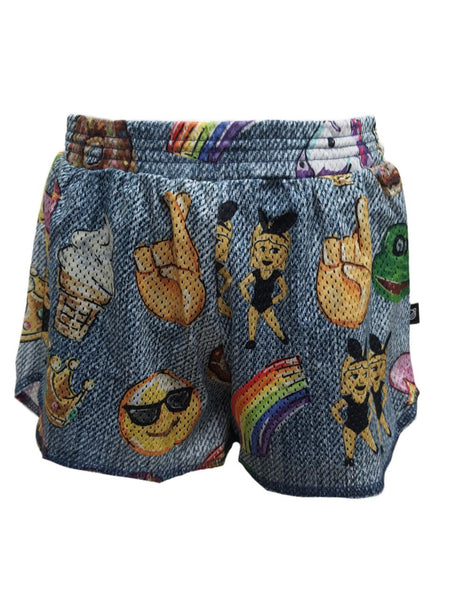 TEREZ Girl's Blue Emoji By Hand Shorts #333018018 14 Years NWT