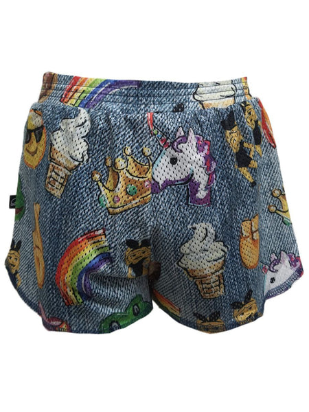 TEREZ Girl's Blue Emoji By Hand Shorts #333018018 14 Years NWT