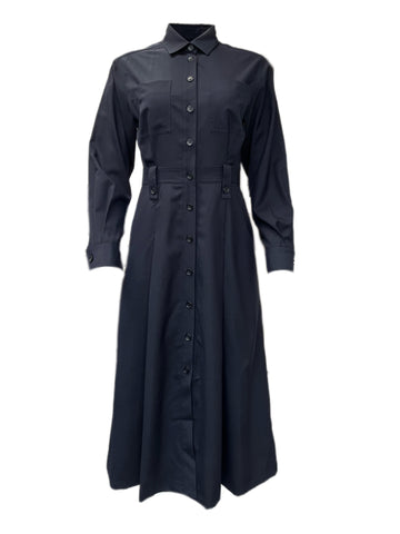 Max Mara Women's Black Emy Button Down Virgin Wool A Line Dress Size 2 NWT
