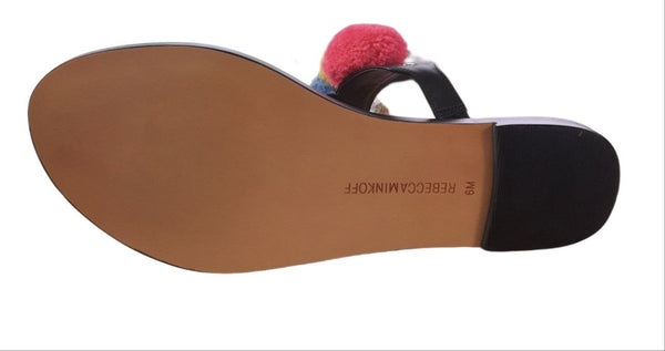 REBECCA MINKOFF Women's Black Vacchetta Erika Slide Sandals #M1261015 6 NWT