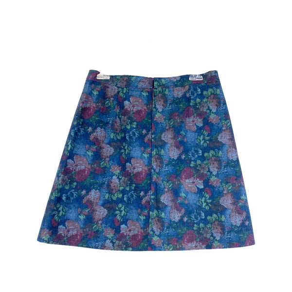Erin Fetherson Anthropologie Women's Blue Floral A-Line Mini Skirt $128 NWT
