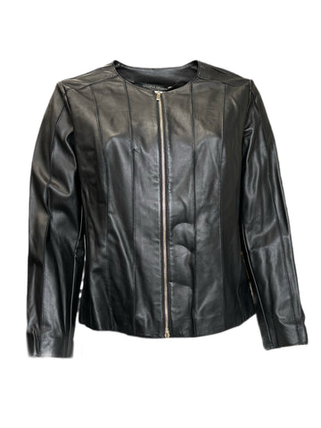Marina Rinaldi Women's Black Eroe Sheepskin Leather Jacket NWT