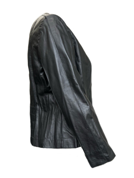 Marina Rinaldi Women's Black Eroe Sheepskin Leather Jacket NWT