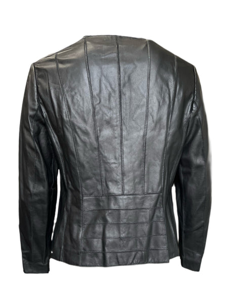 Marina Rinaldi Women's Black Eroe Sheepskin Leather Jacket NWT