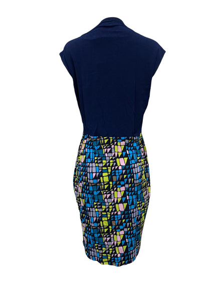 Leota Women's Blue Evening Mosaic Glass Stretchy Mini Dress #3577 NWT