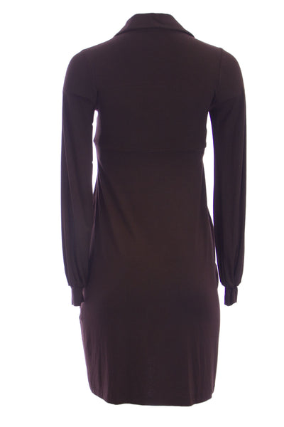 OLIAN Maternity Women's Brown Collared V-Neck Empire Wasit Dress $135 NEW