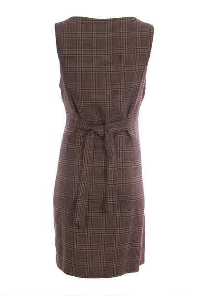 OLIAN Maternity Womens Brown Glen Plaid Back Tie Pencil Dress $155 NWT