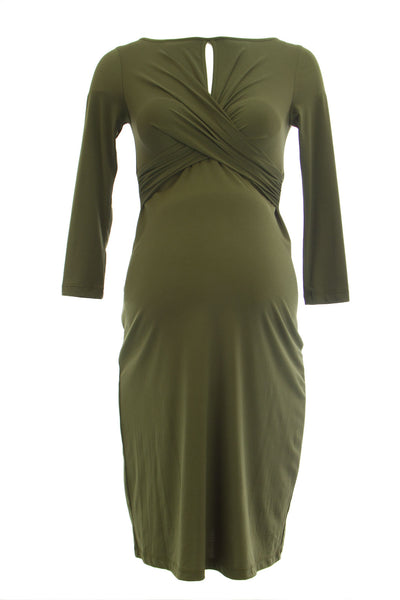 OLIAN Maternity Women's Keyhole 3/4 Sleeve Sheath Dress $148 NWT