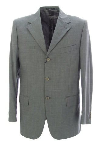 FACIS Men's Grey Three Button Virgin Wool Suit Blazer IT Size 50 NEW