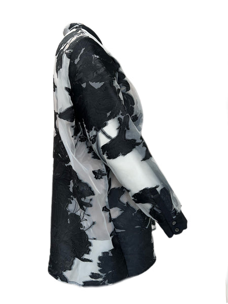 MARINA RINALDI Women's Black Falena Lightweight Sheer Jacket $1180 NWT