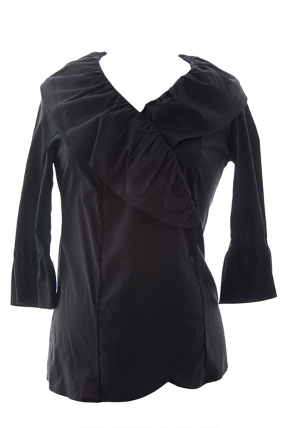 OLIAN Maternity Women's Ruffled Front 3/4 Sleeve Wrap Top $110 NWT