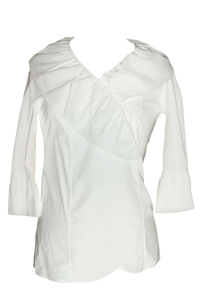 OLIAN Maternity Women's Ruffled Front 3/4 Sleeve Wrap Top $110 NWT