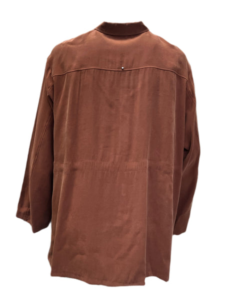 Marina Rinaldi Women's Brown Facilita Button Down Shirt NWT