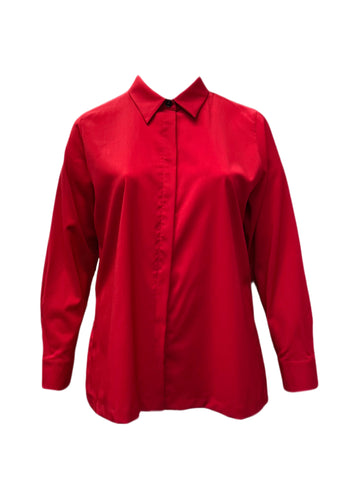 Marina Rinaldi Women's Red Facilita Virgin Wool Shirt NWT