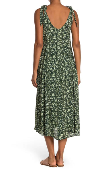 Faherty Women's Green Cobain Floral Midi Madeira Dress Size Small NWT
