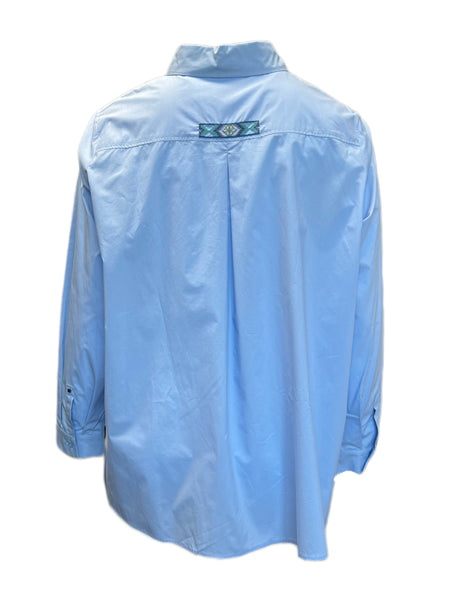 Marina Rinaldi Women's Blue Falco Button Down Cotton Shirt NWT