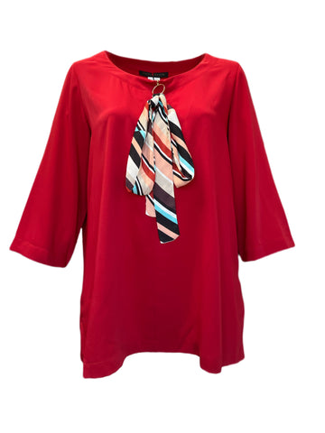 Marina Rinaldi Women's Red Falena Tie Front Blouse NWT