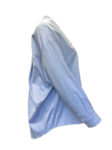 Marina Rinaldi Women's Blue Falesia Button Down Cotton Shirt Size 12W/21 NWT