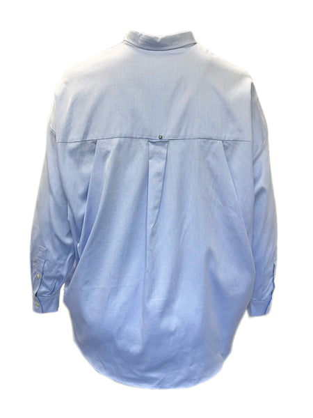 Marina Rinaldi Women's Blue Falesia Button Down Cotton Shirt Size 12W/21 NWT