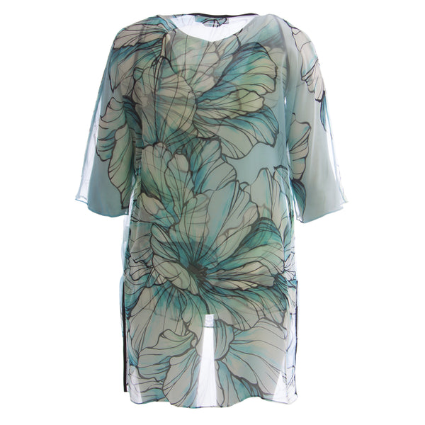 MARINA RINALDI Women's Blue Falesia 2-Piece Silk Blouse 12W / 21 $1345 NWT