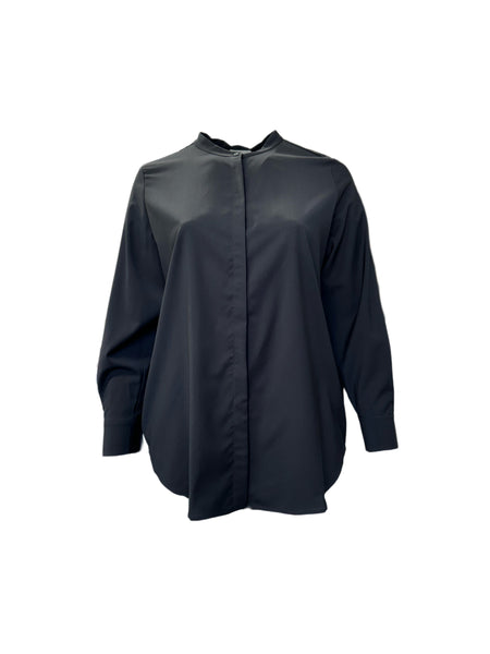 Marina Rinaldi Women's Black Fama Button Front Shirt NWT