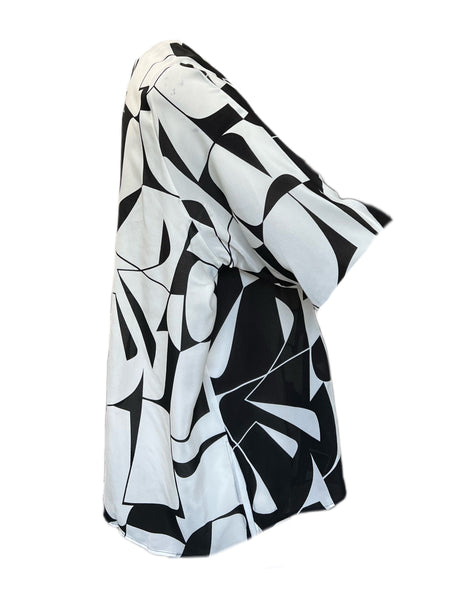 Marina Rinaldi Women's Nero Famiglia Printed Silk Blouse Size 24W/33 NWT