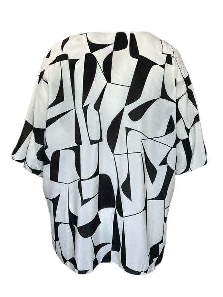 Marina Rinaldi Women's Nero Famiglia Printed Silk Blouse Size 24W/33 NWT
