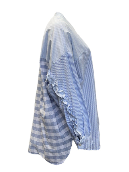 Marina Rinaldi Women's Blue Famoso Button Down Cotton Shirt