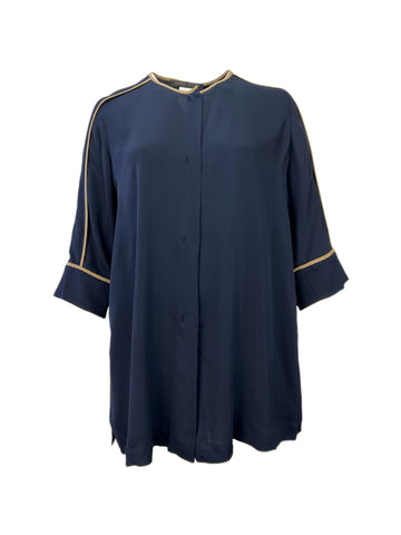 Marina Rinaldi Women's Navy Fantasia Three Quarter Sleeve Tunic NWT