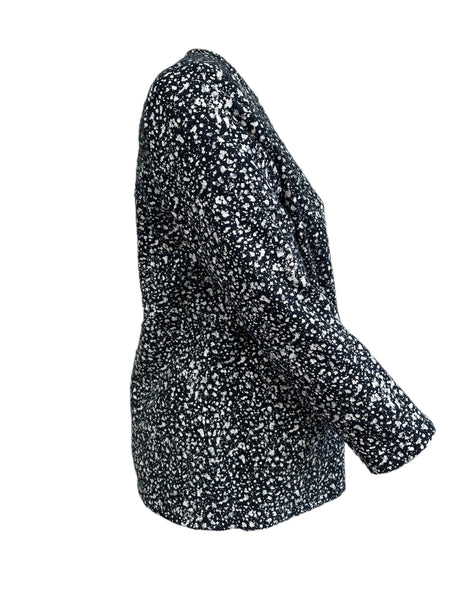 Marina Rinaldi Women's Navy Fantasia Open Front Jacket NWT