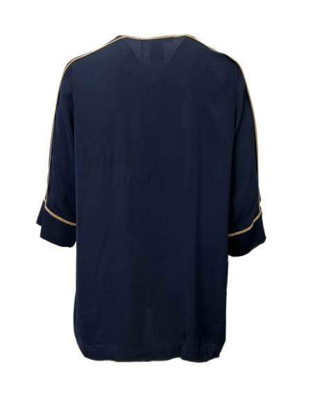 Marina Rinaldi Women's Navy Fantasia Three Quarter Sleeve Tunic NWT