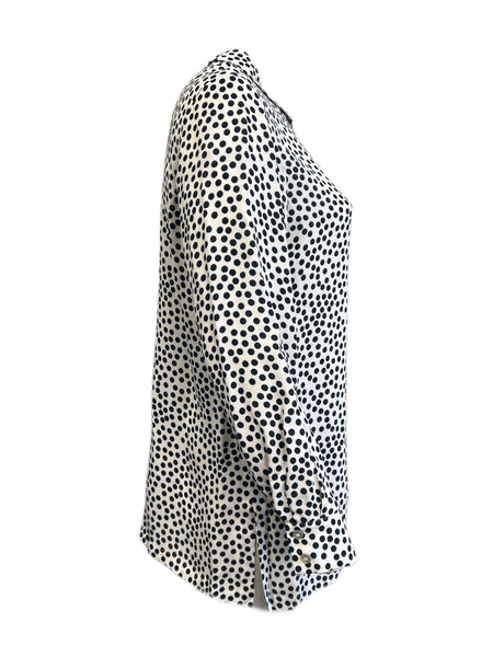 Marina Rinaldi Women's Nero Fare Polka Dot Viscose Shirt NWT