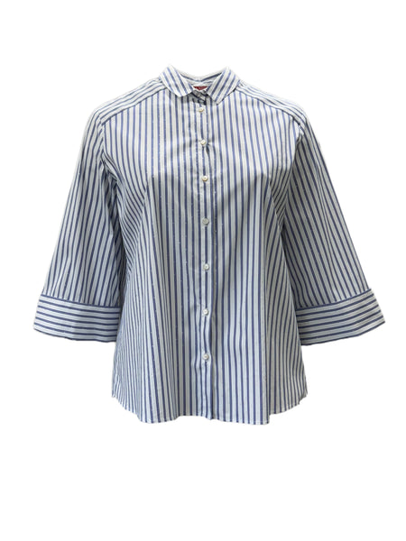 Marina Rinaldi Women's Blue Faretra Button Closure Shirt NWT