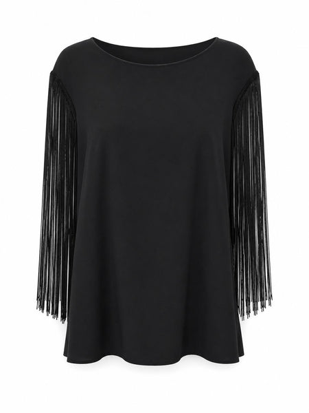 Marina Rinaldi Women's Black Farina Pullover Shirt NWT