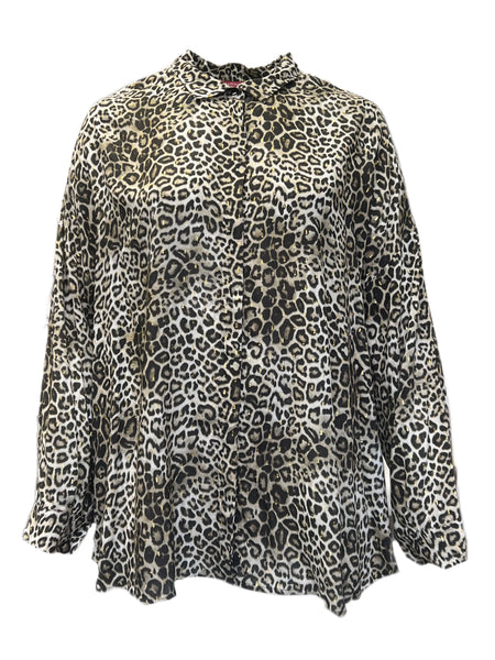 Marina Rinaldi Women's Brown Fascia Button Down Blouse NWT