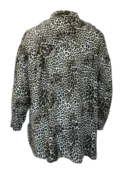 Marina Rinaldi Women's Brown Fascia Animal Printed Shirt Size 16W/25 NWT