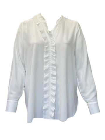 Marina Rinaldi Women's White Fase Ruffle Front Blouse Size 16W/25 NWT