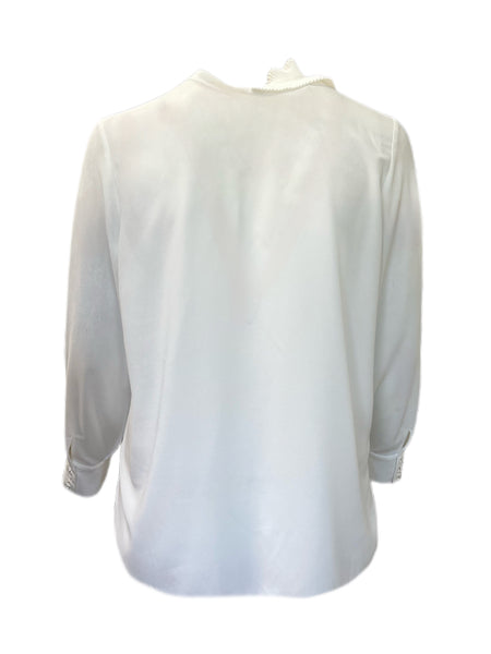 Marina Rinaldi Women's White Fase Ruffle Front Blouse Size 16W/25 NWT