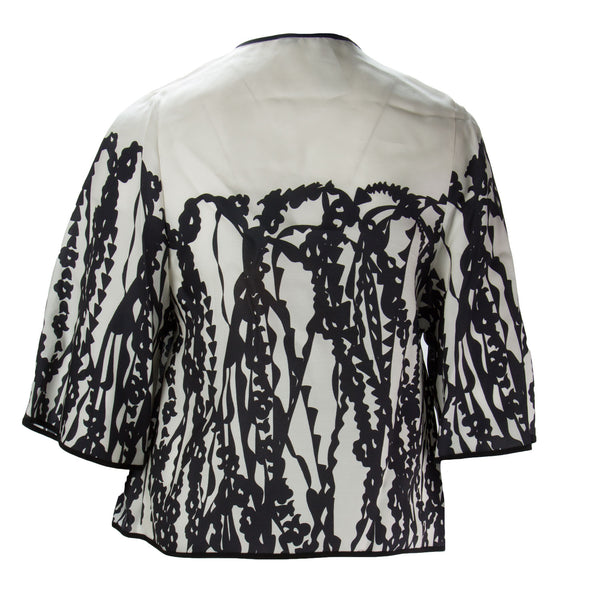 MARINA RINALDI Women's White/Black Fashion Printed Jacket $1170 NWT