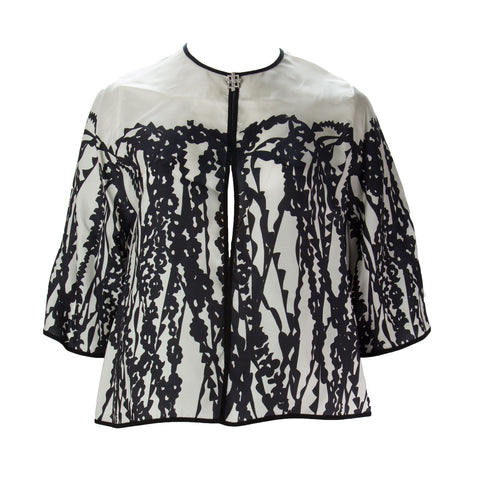 MARINA RINALDI Women's White/Black Fashion Printed Jacket $1170 NWT